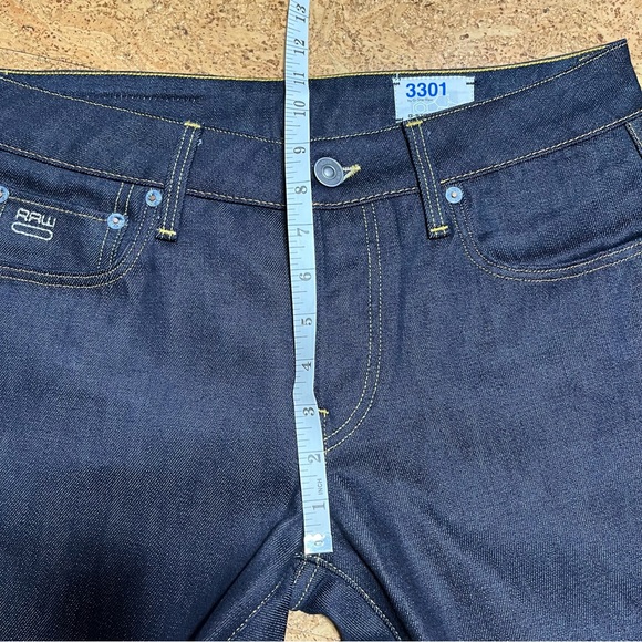 G-Star Raw Men’s 3301 Low Tapered Button Fly Dark Wash Jeans NWOT Sz 30 X 30 - Picture 14 of 16
